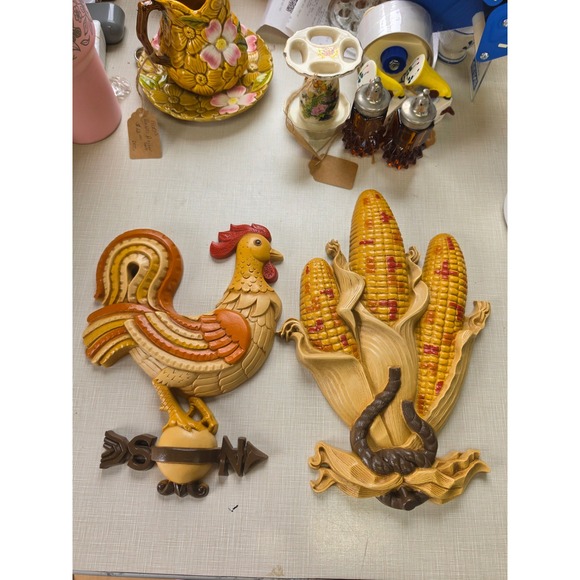 Burwood Products Co. Other - Vintage 1981 Burwood Products Rooster and Corn Wall Hanging Set Made in USA 2500
